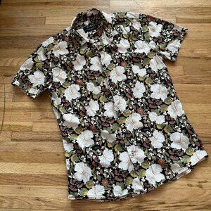 Short Sleeve Flower Patterned Topshop Button up Top - Size Medium/Large
